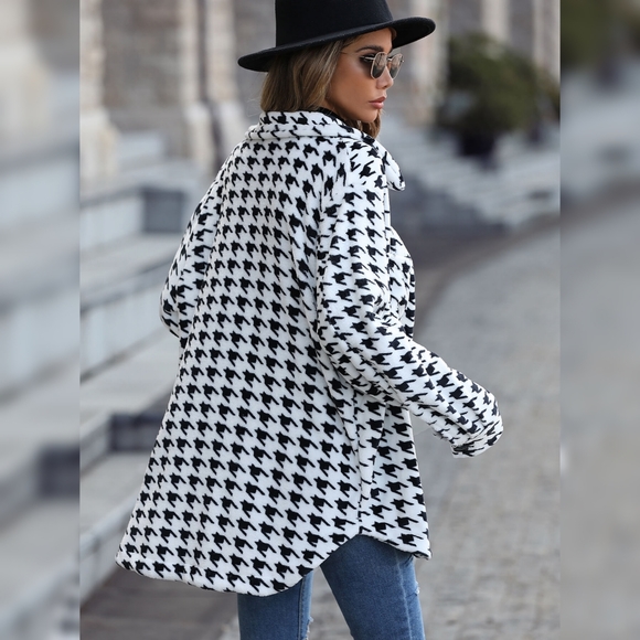 Houndstooth Side Slit Jacket with Breast Pockets - Picture 5 of 5